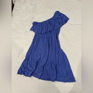 One Shoulder Beachy Blue Dress, Size S